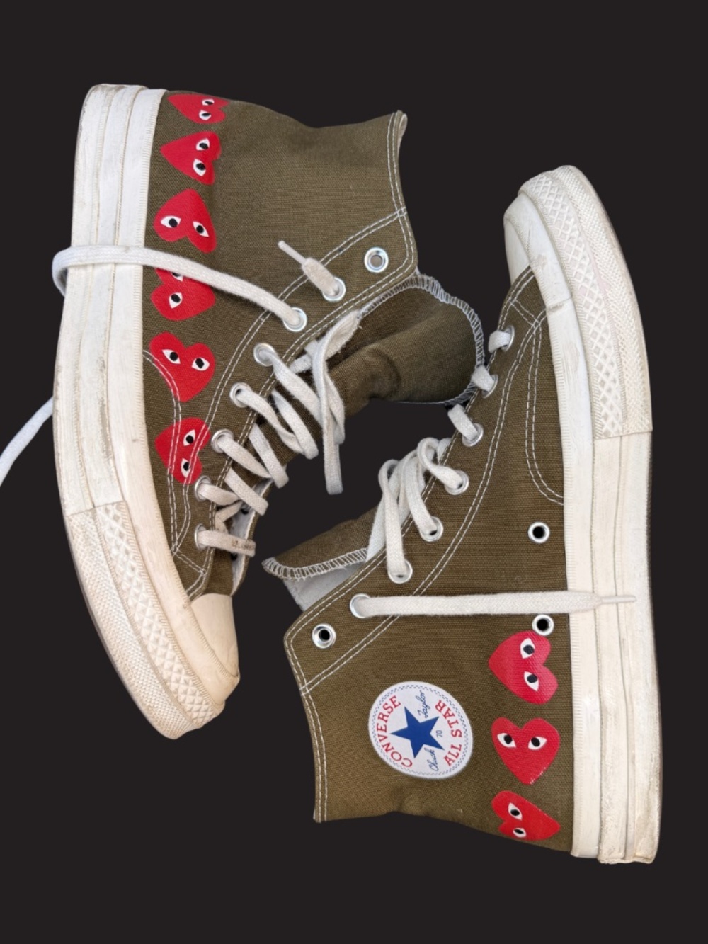 Comme des Garçons PLAY x Converse Chuck 70 Multi Heart High Tops Size 10 - Picture 5 of 8